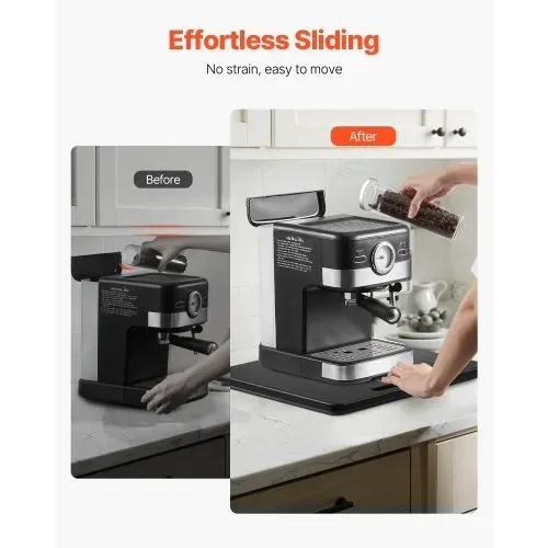 VEVOR Gleitbrett, 33x40,6 cm, Brett mit Gummirädern und hohlem Griff, leicht zu reinigen, Slider-Brett, Geräte-Rollbrett, leicht bewegliche Unterlage für Kaffeemaschine, Küchenmaschine, Schwarz – Bild 5