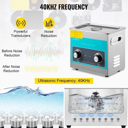 VEVOR 3L Knob Control Digital Ultraschall Reiniger 40kHz Ultrasonic Cleaner Edelstahl, 24 x 14 x 10 cm Schmuck Reinigung Ultraschall Ultraschallreinigungsgerät Brille Reinigungsgerät Heater Timer – Bild 2