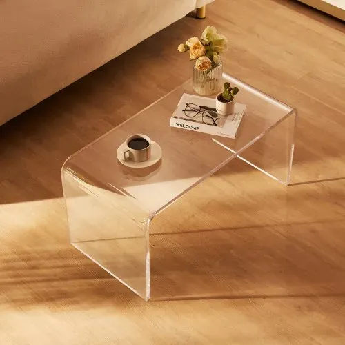VEVOR Beistelltisch 813 x 401 x 414 mm, U-förmiger Acryltisch Beistelltisch, Transparenter Couchtisch für Getränke, Essen, Snacks, Verwendet im Wohnzimmer, Schlafzimmer, Arbeitszimmer usw. – Bild 7