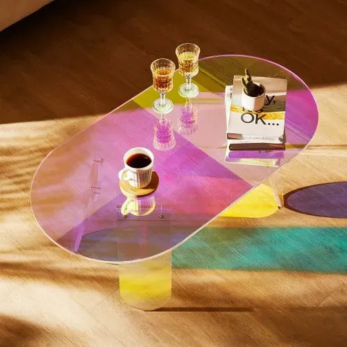 VEVOR Acryl-Beistelltisch 95 x 50 cm, Bunter Acryl-Beistelltisch Bartisch Leicht zu Reinigen, Acryl-Couchtish für Kaffee, Getränke, Essen, Snacks, Couchtisch für Wohnzimmer, Schlafzimmer usw. – Bild 7