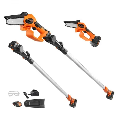 VEVOR Mini Kettensäge mit Akku 20V 2Ah Bürstenloser Motor 2 in 1 Akku-Hochentaster 22000U/min Kettensäge Elektro, Teleskop Heckenschere Astsäge mit Teleskopstiel Auszugslänge bis 2,43m VEVOR Mini Kettensäge mit Akku 20V 2Ah Bürstenloser Motor 2 in 1 Akku-Hochentaster 22000U/min Kettensäge Elektro, Teleskop Heckenschere Astsäge mit Teleskopstiel Auszugslänge bis 2,43m