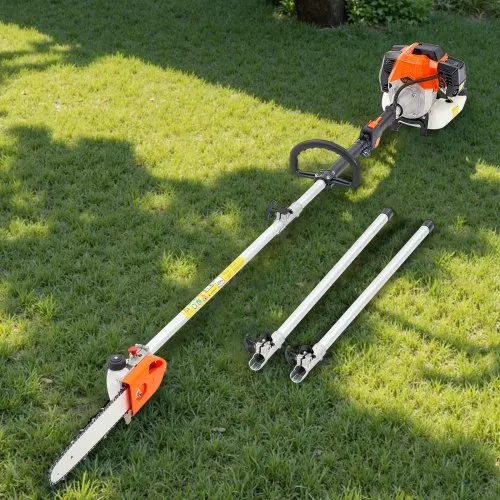 VEVOR Benzin-Hochentaster 43ccm Hubraum 2-Takt, Motorsäge mit rotierendem Kopf, Teleskopsäge mit 2,16-3,66 m ausziehbarer Stange, 25,4 cm Schwert, 850 ml Kraftstofftank, zum Baumschneiden – Bild 7