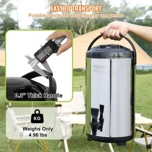 VEVOR Heiß- und Kaltgetränkespender Getränkespender 9,2 L, Edelstahl Heiß- und Kaltwasserbrunnen Großer Getränkespender mit Zapfen & Tragegriff für Kaffee, Wasser, Saft, Isolierkanne für Cafés, Bars – Bild 5