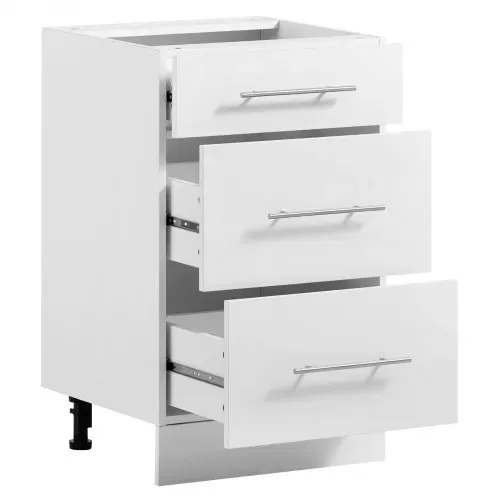 VEVOR Unterschrank 500x475x815 mm BxTxH Spanplatte Küchenunterschrank Weiß, für Waschküche und Bad, ohne Arbeitsplatte, im Shaker-Stil, mit 3 Schubladen, Soft-Close-Mechanismus und 3M-Laminierung – Bild 8