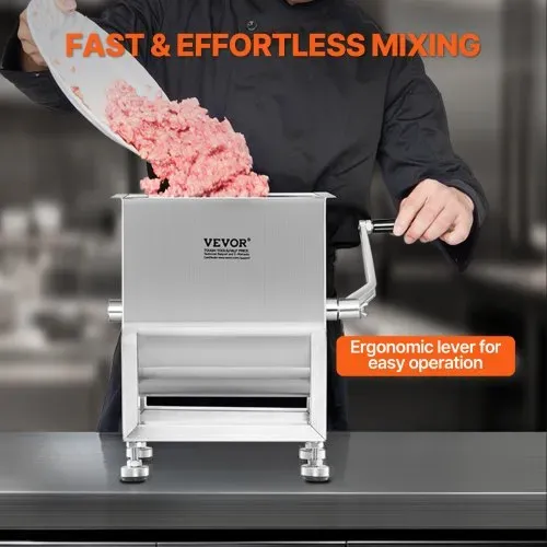 VEVOR manueller Gastro Fleischmischer 10 L Fleischverarbeitungsgerät (maximales Mischen von 6,8 kg Fleisch), Fleischmischer aus Edelstahl, Wurstmischer mit Deckel und Griff, Handmixer für Hackfleisch – Bild 2