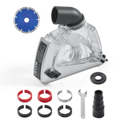 VEVOR Absaughaube Winkelschleifer, universelle 100-125 mm, Staubschutzhaube mit 6 Klemmscheiben & 125 mm Diamant-Schleiftopf, einstellbare Schnitttiefe, Anschluss an Staubsauger, transparent VEVOR Absaughaube Winkelschleifer, universelle 100-125 mm, Staubschutzhaube mit 6 Klemmscheiben & 125 mm Diamant-Schleiftopf, einstellbare Schnitttiefe, Anschluss an Staubsauger, transparent