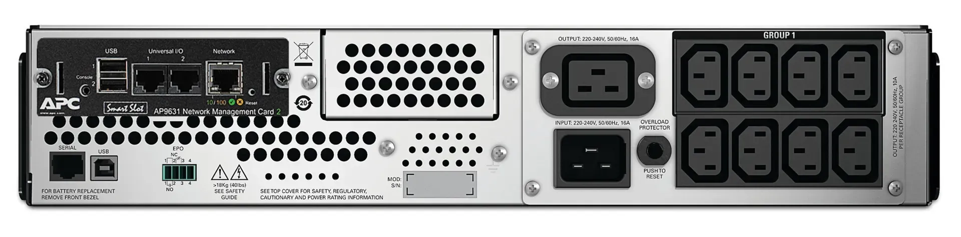 APC Smart-UPS SMT3000RMI2UNC – 8x C13, 1x C19, USB, Rack-montierbar, NMC, 3000VA – Bild 2