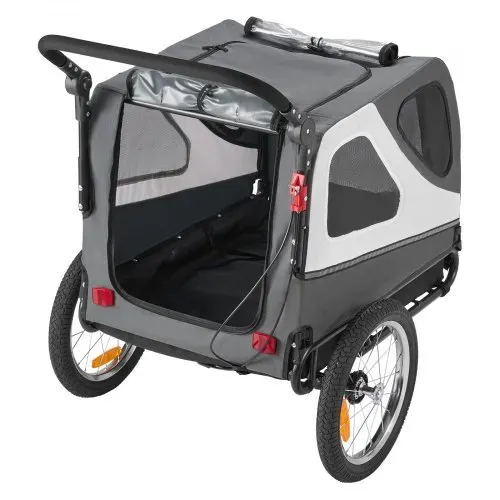 VEVOR Hundeanhänger, bis zu 45 kg, 2-in-1-Fahrradanhänger für kleine & große Hunde, klappbarer Rahmen mit Schnellspannrad, universelle Fahrradkupplung, inkl. Flagge, interne Leine, 1390x770x845 mm – Bild 9