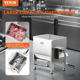 VEVOR manueller Fleischmischer 10 L Fleischverarbeitungsgerät (maximales Mischen von 6,8 kg Fleisch), Fleischmischer aus Edelstahl, Wurstmischer mit Untersetzungsgetriebe, Handmixer für Hackfleisch VEVOR manueller Fleischmischer 10 L Fleischverarbeitungsgerät (maximales Mischen von 6,8 kg Fleisch), Fleischmischer aus Edelstahl, Wurstmischer mit Untersetzungsgetriebe, Handmixer für Hackfleisch