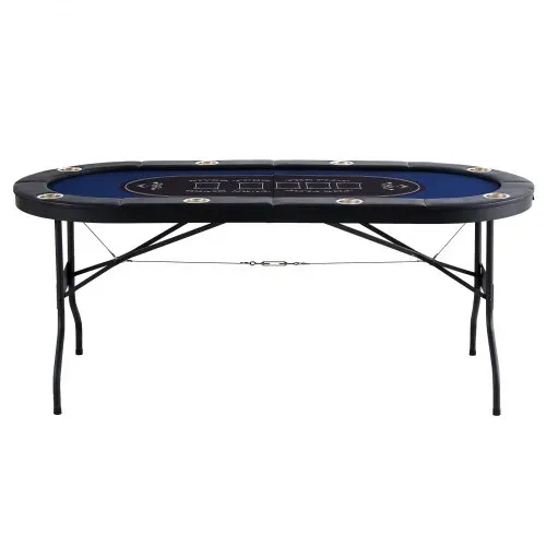 VEVOR Casino Pokertisch Klappbare Tischbeine 1830 x 820 x 720 mm (L x B x H), Faltbarer Pokertisch, Schwarz & Blau Pokerauflage Klapptisch für 8 Spieler, Pokertisch mit Staubschutzhülle Tragbar – Bild 8