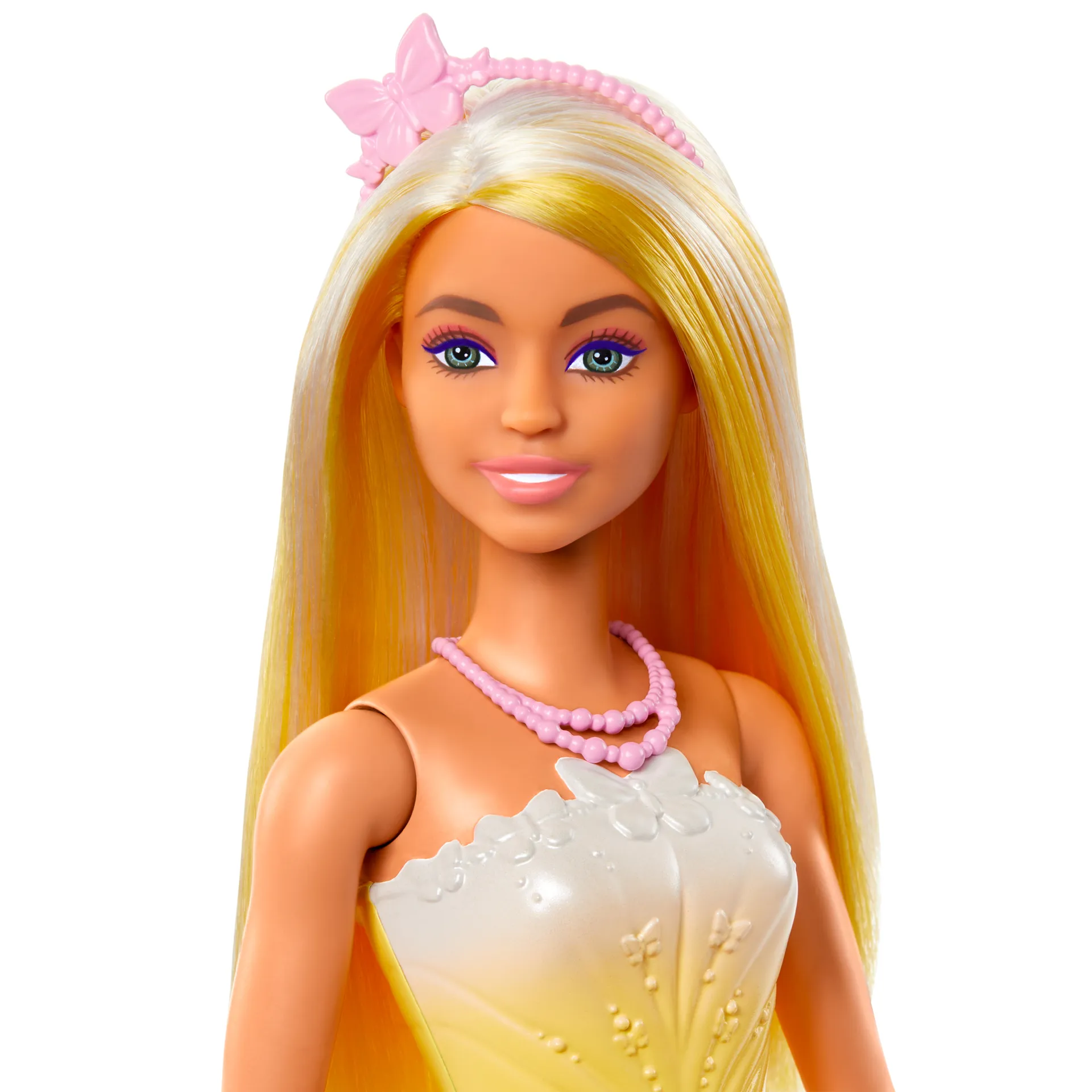 Barbie A Touch of Magic Royal-Puppe mit farbenfrohem Haar mit Strähnchen, Rock mit Schmetterlingsmuster und Zubehör – Bild 2