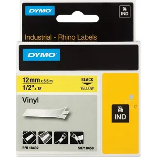 Rhino IND ORIGINAL Schriftband Vinyl 12mm x 5,5m, schwarz auf gelb Rhino IND ORIGINAL Schriftband Vinyl 12mm x 5,5m, schwarz auf gelb
