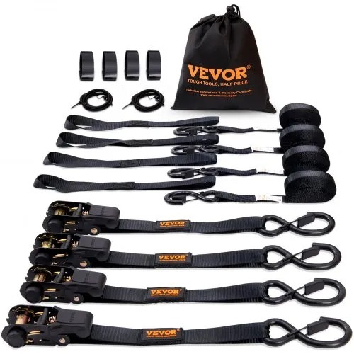 VEVOR 4er-Set Spanngurt 0,025 x 4,6 m Zurrgurt 998 kg Ratschenzurrgurt Polyester-Gurt Kohlenstoffstahl-Haken Befestigungsgurt Ratschenspanngurt Ideal für Motorräder Fahrräder Kajaks UTV Boote ATV VEVOR 4er-Set Spanngurt 0,025 x 4,6 m Zurrgurt 998 kg Ratschenzurrgurt Polyester-Gurt Kohlenstoffstahl-Haken Befestigungsgurt Ratschenspanngurt Ideal für Motorräder Fahrräder Kajaks UTV Boote ATV