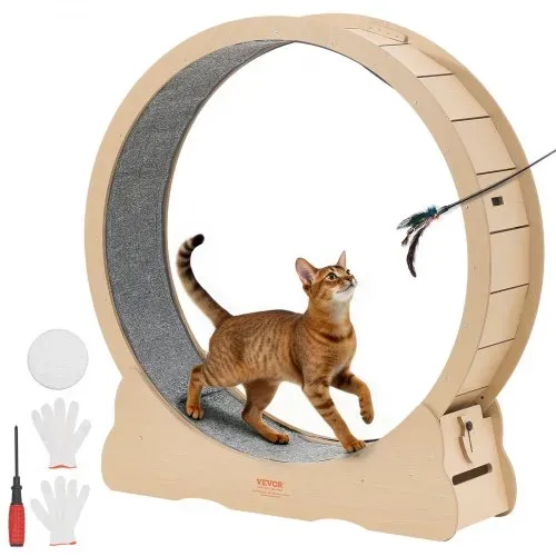 VEVOR Katzenlaufrad, 1080 mm Innendurchmesser, Laufrad aus Holz für 8,6-12,7 kg Katzen, mit Teppichlauffläche & Verriegelungsmechanismus, leises Spielzeug für Wohungkatzen VEVOR Katzenlaufrad, 1080 mm Innendurchmesser, Laufrad aus Holz für 8,6-12,7 kg Katzen, mit Teppichlauffläche & Verriegelungsmechanismus, leises Spielzeug für Wohungkatzen
