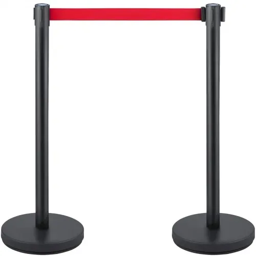 VEVOR Personenleitsystem 6 Ständer, 90 cm Gesamthöhe Absperrung mit Vierwegadapter, Abgrenzungsständer, Absperrständer mit 2 M Länge Gürtel für Airport Flughafen, Ständer aus Stahl Eisen, Schwarz – Bild 8