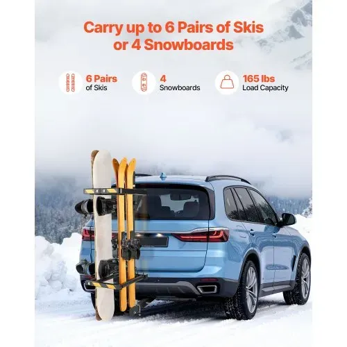 VEVOR Skiboard Snowboard Dachträger für bis zu 6 Paar Ski/4 Snowboards, abschließbarer Skidachträger mit Sicherheitsgurt & Kippzugang, verstellbarer Skihalter passend für die Anhängerkupplung VEVOR Skiboard Snowboard Dachträger für bis zu 6 Paar Ski/4 Snowboards, abschließbarer Skidachträger mit Sicherheitsgurt & Kippzugang, verstellbarer Skihalter passend für die Anhängerkupplung