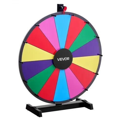 VEVOR Glücksrad Drehrad (61 cm) 14 Slots Glücksrad mit Ständer, Lotteriespiele Gewinn-Roulette mit Tafelschwamm & 2 Markern, 6 Farben, Spinning Prize Wheel ideal für Party Kneipe Messe – Bild 10