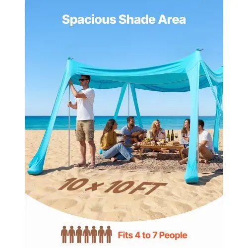 VEVOR Strandzelt mit Sonnenschutz (UPF 50+) 3 x 3 x 2 m, Strandmuschel mit Sandsäcken & Stützstangen & Sandschaufeln, Tragbares Sonnensegel für Familienausflüge Camping Angel Grün VEVOR Strandzelt mit Sonnenschutz (UPF 50+) 3 x 3 x 2 m, Strandmuschel mit Sandsäcken & Stützstangen & Sandschaufeln, Tragbares Sonnensegel für Familienausflüge Camping Angel Grün
