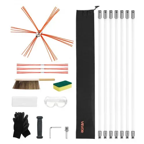 VEVOR Ofenrohrbürste-Set, 7 m max. Länge, Schornsteinbürsten, Schornsteinfeger-Satz, Kaminbürste, um 90° biegbares Kaminreinigungswerkzeug, für quadratische & rechteckige Schornsteine – Bild 8