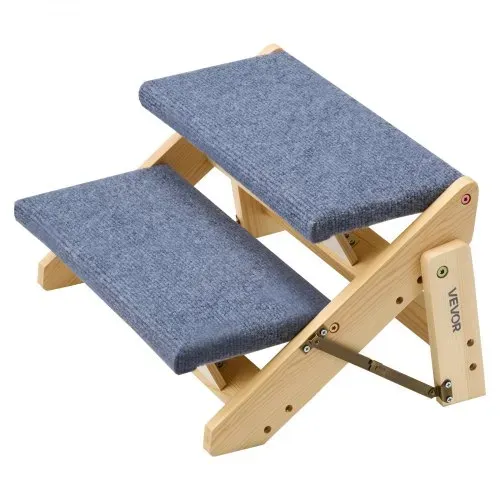 VEVOR Hundetreppe 370x470x260 mm, 2-stufige Hautiertreppe, klappbare Holztreppe geeignet für kleine, mittlere, große, ältere Haustiere sowie Welpen bis 50 kg, Hundeleiter für Betten, Sofas & Autos – Bild 9
