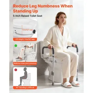 VEVOR Toilettensitzerhöhung Toilettenerhöhung mit Armlehnen & 159 kg Tragkraft & 127 mm Hubhöhe & Aluminiumrahmen, erhöhter Toilettensitz für ältere Menschen Senioren Behinderte Erwachsene VEVOR Toilettensitzerhöhung Toilettenerhöhung mit Armlehnen & 159 kg Tragkraft & 127 mm Hubhöhe & Aluminiumrahmen, erhöhter Toilettensitz für ältere Menschen Senioren Behinderte Erwachsene