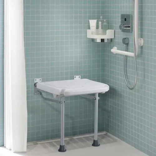 VEVOR Klappbarer Duschsitz aus PE, 40,1 x 37,6 cm ausgeklappt, wandmontierte, hochklappbare Duschbank mit 227 kg Tragkraft, platzsparender zusammenklappbarer Duschstuhl für Senioren, Schwangere – Bild 7