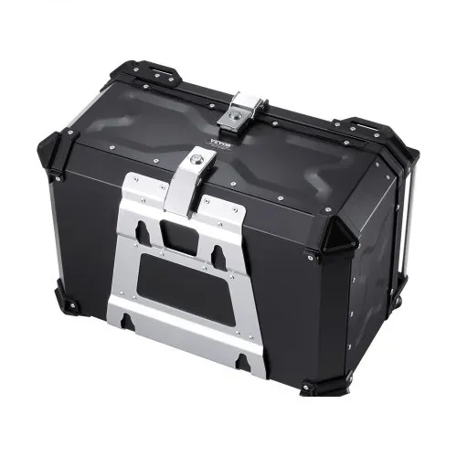 VEVOR Motorrad-Topcase Motorradkoffer 65 L Heckbox aus Aluminiumlegierung mit Lederfutter, abnehmbare Motorrad-Topbox mit Schloss & Rückenpolster, Helmkoffer (565 x 500 x 380 mm) Schwarz – Bild 10