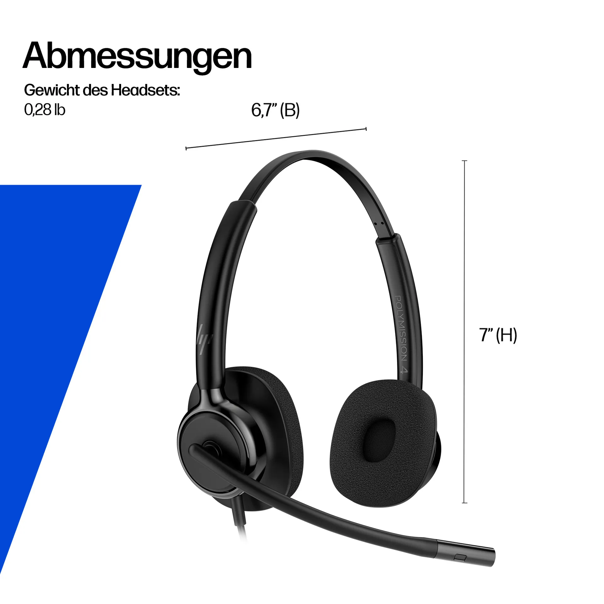 HP Poly Mission 425 Stereo-USB-Headset, kabelgebunden, Classic – Bild 6