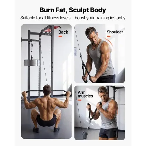 VEVOR Kabelzug, 2 Stück Latzug bis 150 kg Belastbar, Krafttrainingsgerät mit Latzugstange Seilzug, Übungen für Arme Rücken Schultern, Pulley System DIY Latzugturm für Heimtrainer Fitnesscenter Zuhause – Bild 5