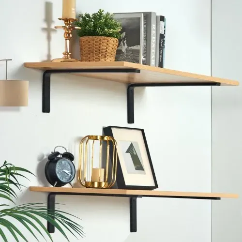VEVOR Regalhalterung, robuste schwebende Regalträger 256 x 155 mm, 4 Stück Halterungen für Regale, 5 mm dicke mattschwarze L-Regalhalter, Regalhalterungen aus Stahl mit 72,6 kg Tragkraft – Bild 7