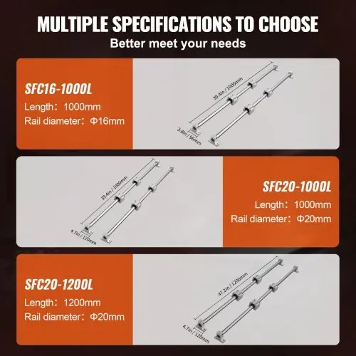 VEVOR Linearführungsschienen-Set, SFC20 1000 mm, 2 Stück 1000 mm SFC20-Führungsschienen, 4 Stück SC20-Gleitblöcke, 4 Stück Schienenstützen, Linearschienen und Lagersatz für automatisierte Ma – Bild 5