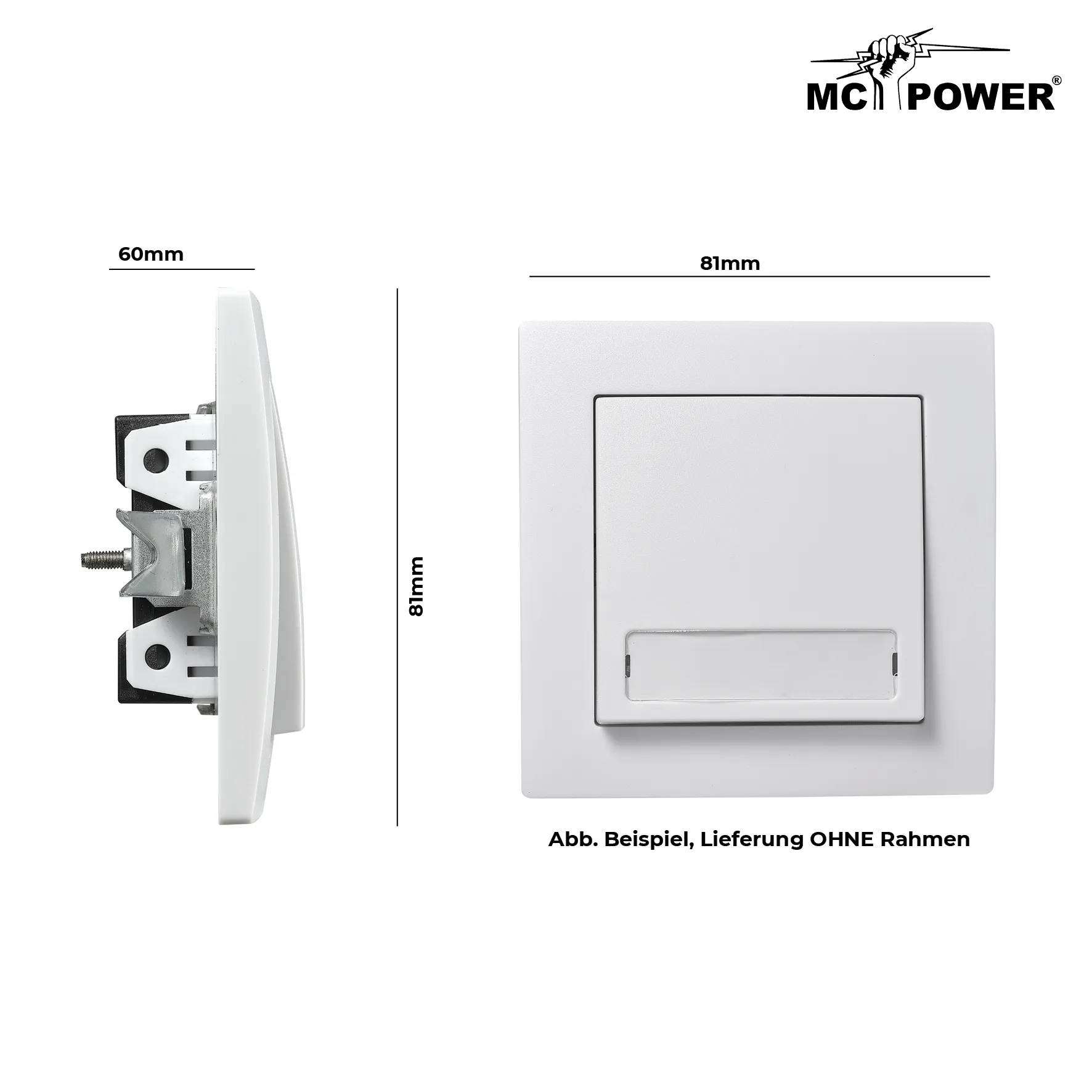 Taster McPower ''Flair'' mit Namensschild, 250V~/10A, UP, weiß – Bild 4