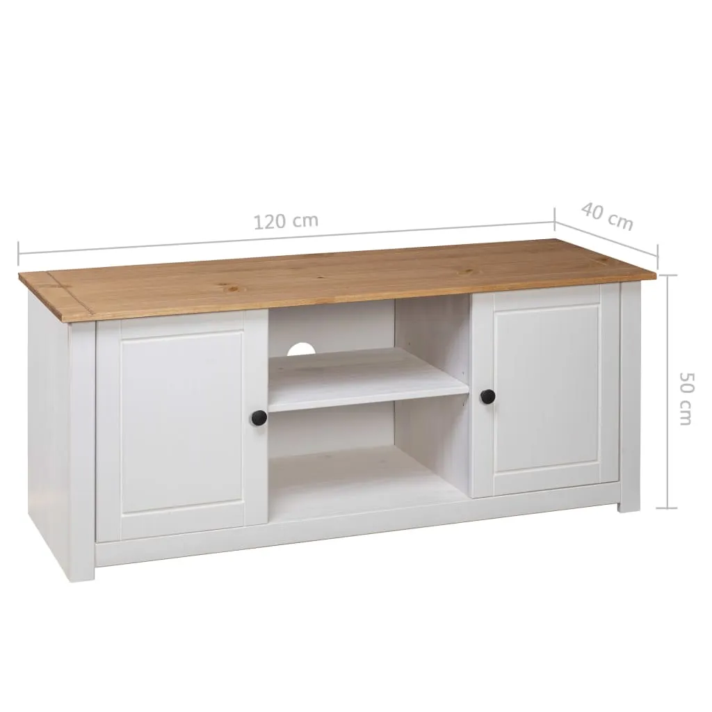 vidaXL TV-Schrank Weiß 120x40x50 cm Massivholz Panama-Kiefer – Bild 9