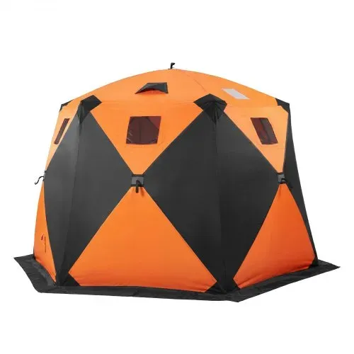 VEVOR Eisangelzelt Eisfischerzelt für 6-8 Personen 3,47x1,74x2,3 m Isoliert, fürs Winterangeln, 7,82 m² Fläche, 600D 4-Lagiges Gewebe, Tragbares Eisschutzzelt im Hub-Stil mit Ankern Seilen & Tragetasche – Bild 8