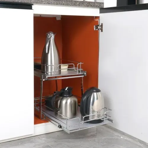 VEVOR Ausziehbares Gewürzregal Doppelkorb Spülschrankregal Küchenschrank, Schiebeschublade Waschbecken Gewürzregal Schrank Organizer Unterschrankregal 385x569x483 mm (Einbaumaße) – Bild 6
