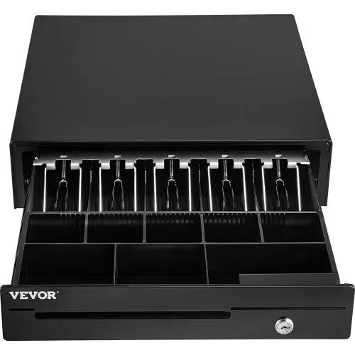 VEVOR Kassenschublade Kassenlade 40,64 cm quadratische Geldschublade 3 Entriegelungswege RJ11/RJ12 Anschluss 5 Geldscheinfächer & 8 Münzfächer Lebensmittelgeschäft Bank Büro Café Supermärkt Bar – Bild 9