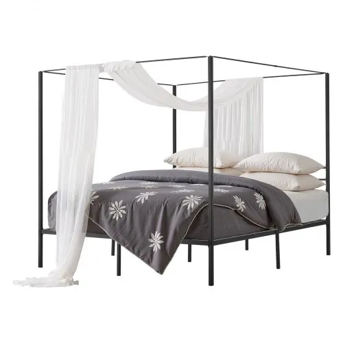 VEVOR Himmelbettrahmen (Kingsize), Metallhimmelbett (363 kg belastbar) mit Himmelbett-Design, robuste Stahllattenstütze, Stauraum unter dem Bett, kein Boxspring erforderlich, Netzrahmen Schwarz VEVOR Himmelbettrahmen (Kingsize), Metallhimmelbett (363 kg belastbar) mit Himmelbett-Design, robuste Stahllattenstütze, Stauraum unter dem Bett, kein Boxspring erforderlich, Netzrahmen Schwarz