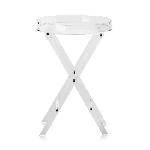 VEVOR Acryl-Klapptisch mit Tablett φ40 x 58 cm, Acryl-Beistelltisch mit Klappbarem X-Bein, Acryl-Beistelltisch für Kaffee, Getränke, Essen, Snacks, Couchtisch für Wohnzimmer, Schlafzimmer usw. – Bild 9