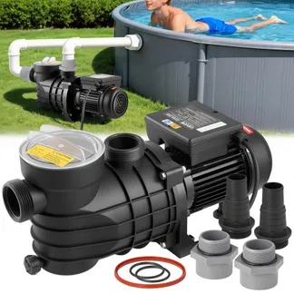 VEVOR Schwimmbadpumpe 180 W, Filterpumpe 10.800 L/H max. Fördermenge, Einstufige Poolpumpe, 2850 U/min, 8 m max. Förderhöhe, mit Filterkorb & Deckel, für Aufstellpools, Pools & Spas VEVOR Schwimmbadpumpe 180 W, Filterpumpe 10.800 L/H max. Fördermenge, Einstufige Poolpumpe, 2850 U/min, 8 m max. Förderhöhe, mit Filterkorb & Deckel, für Aufstellpools, Pools & Spas