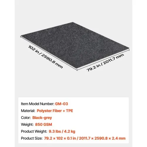 VEVOR Garagenbodenmatte 2011,7 x 2590,8 x 2,4 mm Werkstattboden 820-850 g/m² Garagenboden Filz & TPE Öl Auffangmatte Garagenmatte Servicematte Bodenschutz Bodenplatten für Garage – Bild 6