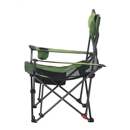 VEVOR Campingstuhl faltbar, Liegestuhl mit 4 verstellbaren Positionen, Relaxsessel Liege mit Getränkehalter, Netz-Strandstuhl mit Kopfstütze & Fußstütze, trägt 100 kg, für Outdoor Camping, grün – Bild 8