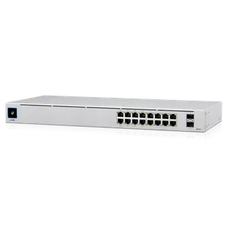 Ubiquiti Switch smart managed Layer2 18 Port • 16x GbE • PoE Budget 42W • 8x PoE at • 2x SFP • 19″ • Lüfterlos • UniFi • USW-16-POE Ubiquiti Switch smart managed Layer2 18 Port • 16x GbE • PoE Budget 42W • 8x PoE at • 2x SFP • 19″ • Lüfterlos • UniFi • USW-16-POE