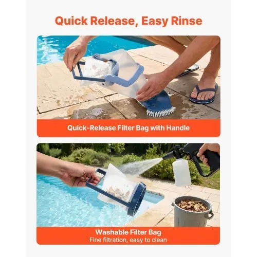 VEVOR Akku-Poolsauger Handpoolsauger Bodensauger Unterwassersauger 100L/min, Poolreiniger für Aufstellpools 60 Minuten Laufzeit Starke Saugkraft für Blätter & Schmutz mit Verlängerungsstange – Bild 5