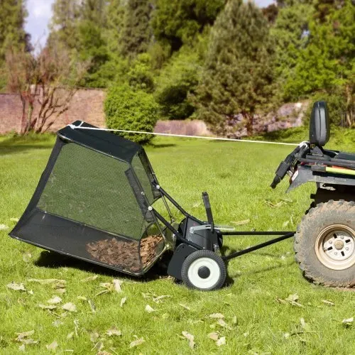 VEVOR 42-Zoll-Rasenkehrmaschine zum Hinterherziehen, 12 Kubikfuß große Graskehrmaschine zum Hinterherziehen, robuster Laub- und Grassammler mit Kippseil-Design, einstellbare Kehrhöhe zum Aufsammeln von Abfall und Gras – Bild 7