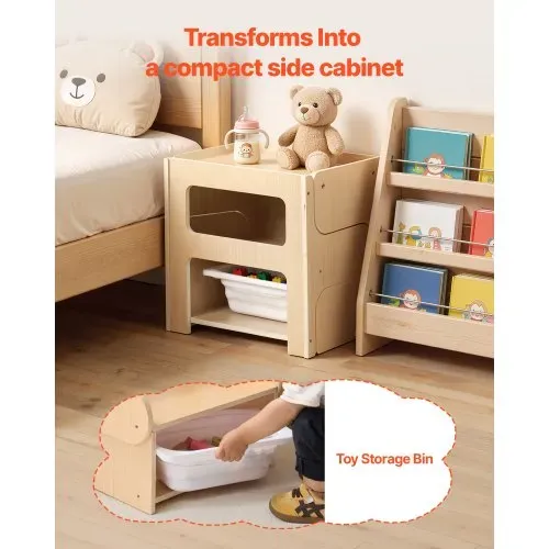 VEVOR Montessori-Tisch- & Stuhlset, Kindersitzgruppe, Kindermöbel aus Holz, Tritthocker mit Tafel & Stauraum, Ideal für Kleinkinder von 1-5 Jahren zum Essen, Zeichnen, Lesen & Spielen – Bild 3