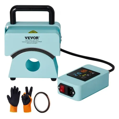 VEVOR Hutpresse, Mini-Hut-Hitzepresse für Kappen mit integriertem Bedienfeld, Kappenpresse mit 15 x 8 cm gebogener Heizplatte, Sicherheitsbasis und Handschuh, automatische Abschaltung, Blau VEVOR Hutpresse, Mini-Hut-Hitzepresse für Kappen mit integriertem Bedienfeld, Kappenpresse mit 15 x 8 cm gebogener Heizplatte, Sicherheitsbasis und Handschuh, automatische Abschaltung, Blau