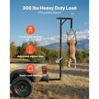 VEVOR Game Hoist mit Seilwinde & Gambrel, 136 kg Tragkraft, LKW-Wildhebezeug mit 5,08 cm Empfänger, 360-Grad-Schwenkschaft & einstellbarer Höhe, zum Häuten & Säubern von Wild im Jagdspiel VEVOR Game Hoist mit Seilwinde & Gambrel, 136 kg Tragkraft, LKW-Wildhebezeug mit 5,08 cm Empfänger, 360-Grad-Schwenkschaft & einstellbarer Höhe, zum Häuten & Säubern von Wild im Jagdspiel