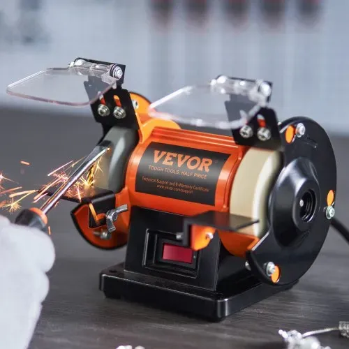VEVOR Doppelschleifer Doppelschleifmaschine 3590 U/min 150 mm 50 W Profi Schleifmaschine Schleifbock mit Spritzschutz inkl 3 Polierscheiben – Bild 7