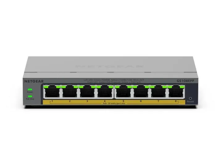 NETGEAR GS108EPP Unmanaged Gigabit Ethernet (10/100/1000) Power over Ethernet (PoE) Desktop-/Wandmontage Grau – Bild 2