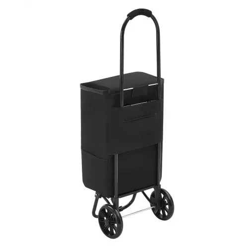 VEVOR Einkaufstrolley Faltbarer Einkaufswagen mit 35kg Tragkraft Schwarz, 27L Kapazität, Mit Kühlfach Schaumstoffgriff + Rollen, Tasche Abnehmbar, 2-in-1 Einkaufsroller für Einkauf Camping Haushalt – Bild 10
